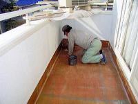 防水塗装工事/FRP防水/防水写真・清掃及びアセトン拭き
