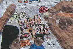 SAY NO! to DRUGS �i����ɂ�No!�ƌ������j�|���V���g���E�n�C�c�̊w�Z�T�̌����ɏ����ꂽ�傫�ȕǉ�̈ꕔ